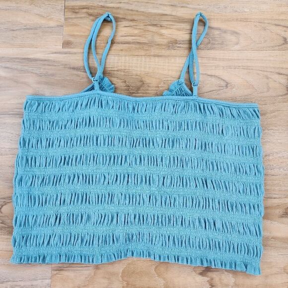 🍑Rue21 Teal Smocked Sleeveless Crop Top 2X - Picture 2 of 9